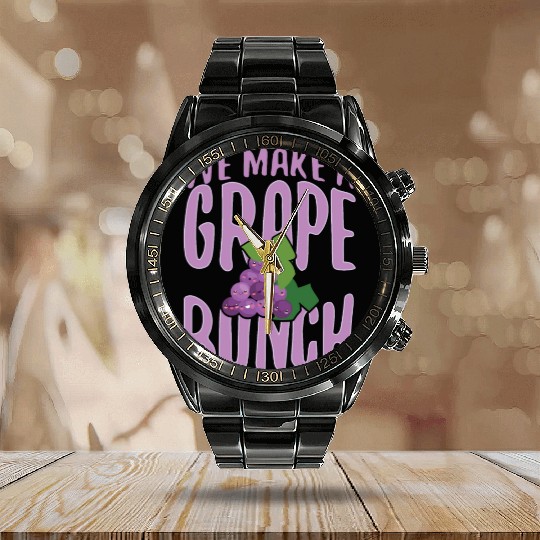 We Make Grape Bunch Calendar Steel Band Watch