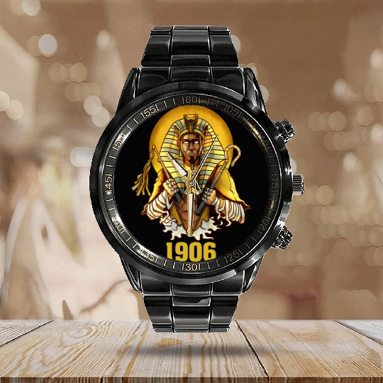 1906 Sphinx Alpha Ace Fraternity Pharoah Calendar Steel Band Watch