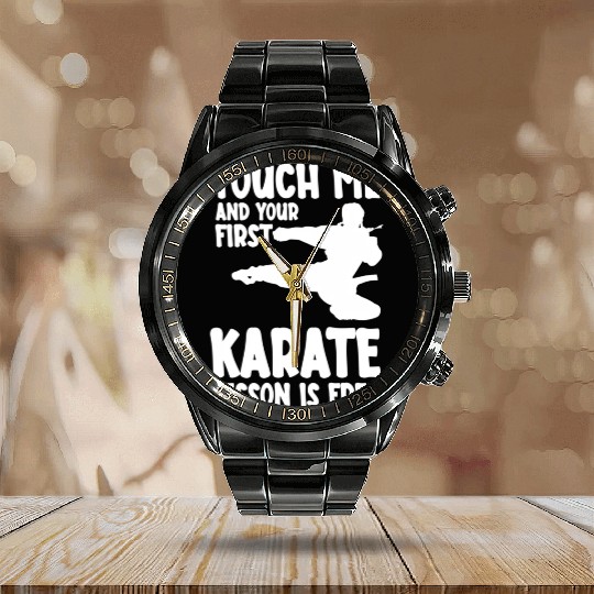 Karate Lesson Karateka Mial Teacher Calendar Steel Band Watch
