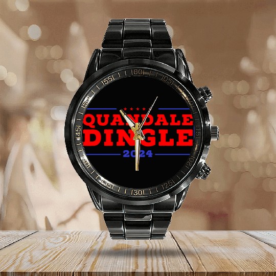 Quandale Dingle For President Usa Patriotic Calendar Steel Band Watch