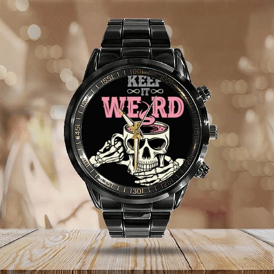 Morbid Keep It Weird Calendar Steel Band Watch
