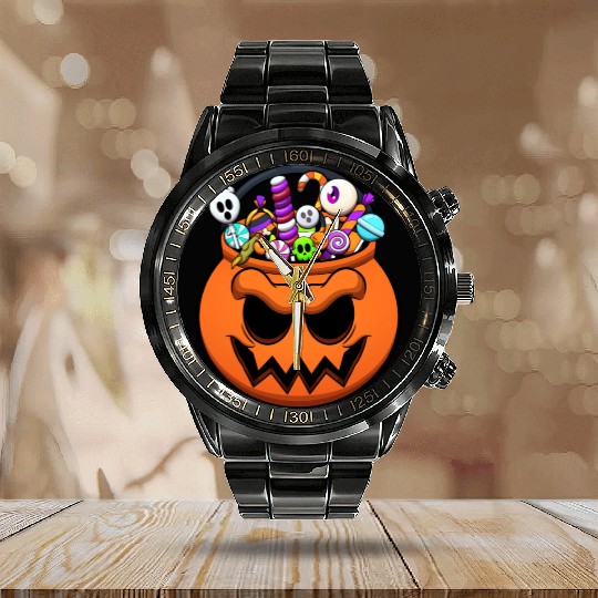 Halloween Trick Or Treat Candy Calendar Steel Band Watch