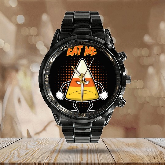 Mean Candy Corn Calendar Steel Band Watch