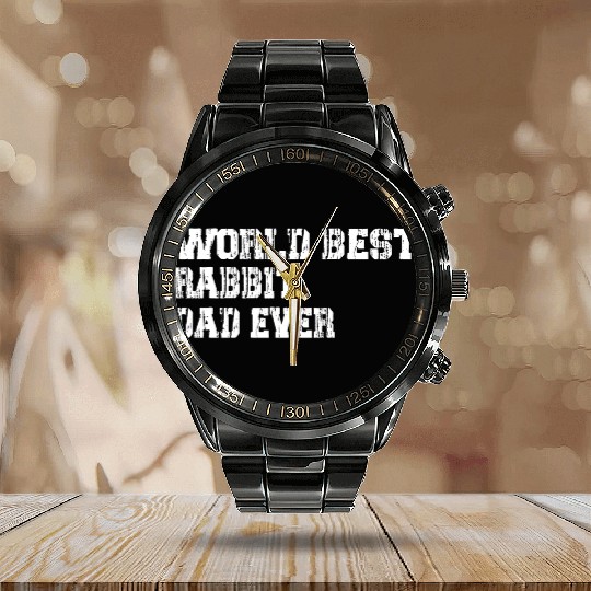 best world best Rabbit dad ever fathers day funny Calendar Steel Band Watch