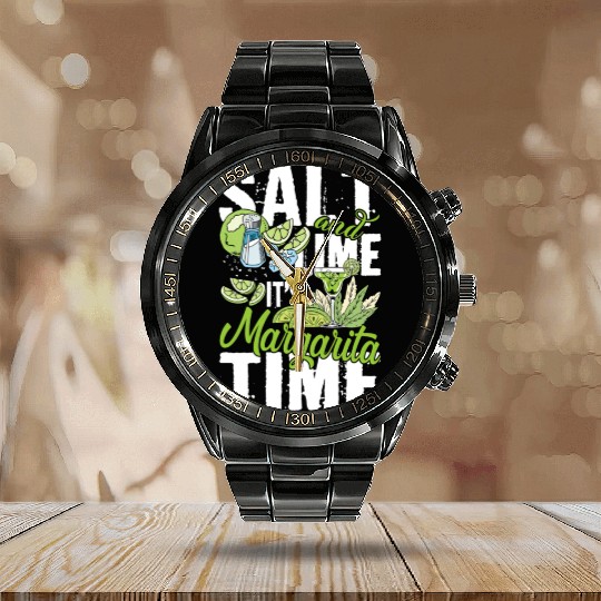 Salt And Lime It'S Margarita Time Pub Crawl Pytime Calendar Steel Band Watch