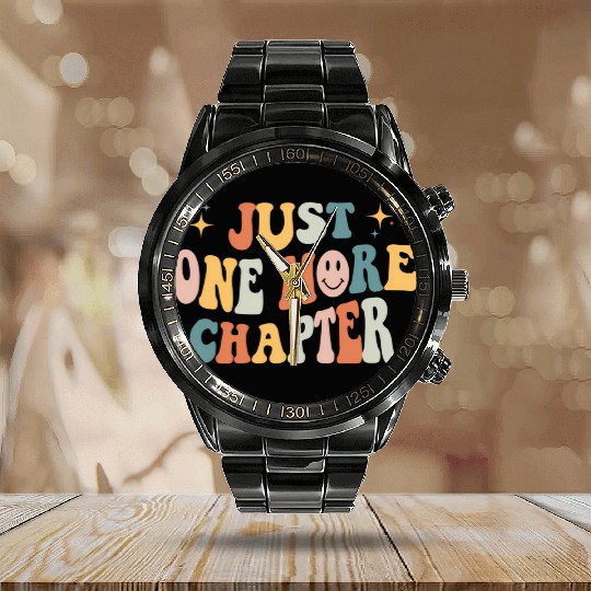 Just One More Chapter Book Literature Reading Poet Calendar Steel Band Watch