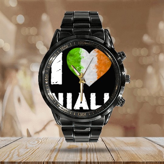 I Love Niall Calendar Steel Band Watch