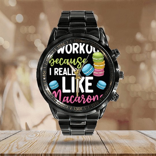 Funny Macaron Workout Ice Cream Sandwich Macaron Calendar Steel Band Watch