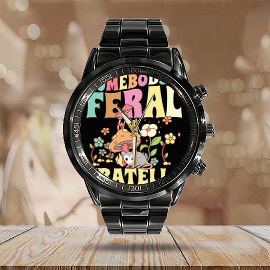 Somebody's Feral Fratello Italian Brother Opossum Calendar Steel Band Watch