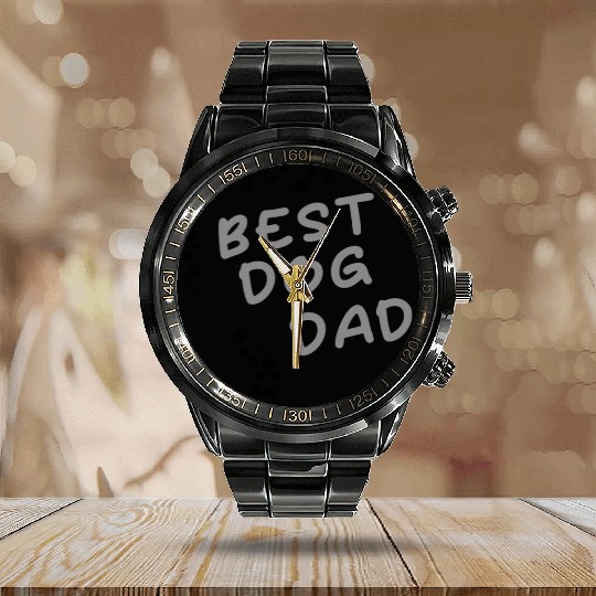 BEST DOG DAD Calendar Steel Band Watch