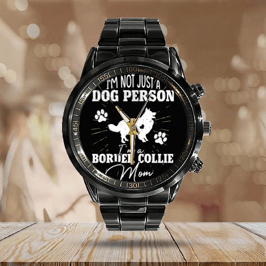 Border Collie Dog Mom For Wo Dog Mothers Day Calendar Steel Band Watch
