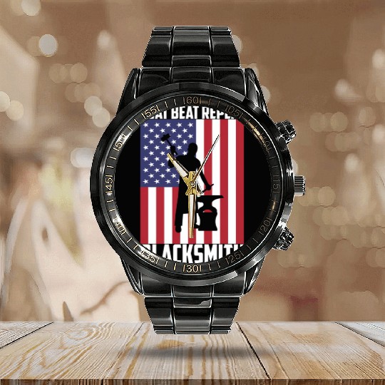 Blacmith Heat Beat Repeat Usa Flag Patriotic Blacm Calendar Steel Band Watch