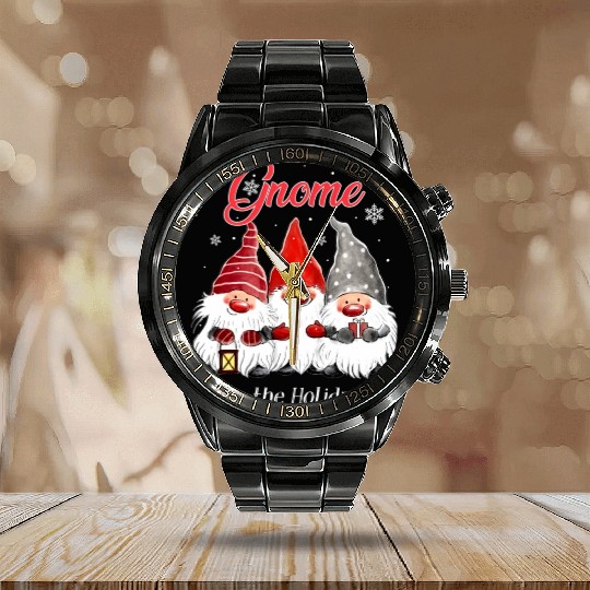 Gnome For The Three Gnomes Calendar Steel Band Watch