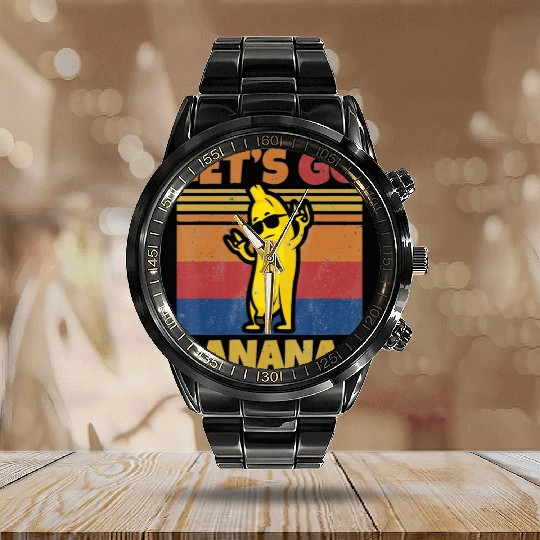 Retro Banana Let Us Go Banana Rocker Bananas Tank Calendar Steel Band Watch