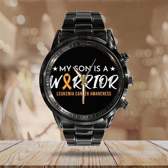 Son Warrior Leukemia Cancer Calendar Steel Band Watch