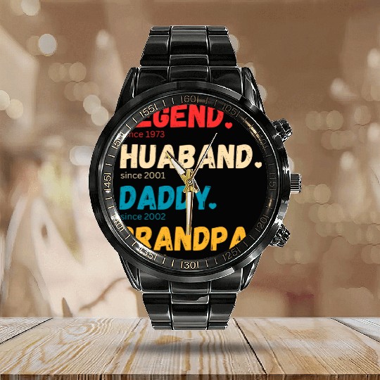 Legend, Husband, Daddy, Grandpa , Fathers day Calendar Steel Band Watch