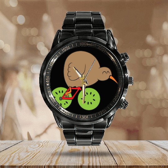 Kiwi Bird New Zealand Kiwi Bird And Kiwi Fruit Kiw Calendar Steel Band Watch