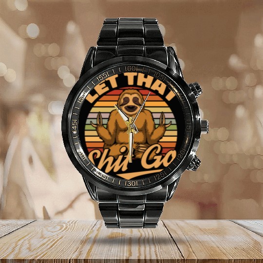 Sloth Funny Sloth Yoga Calendar Steel Band Watch