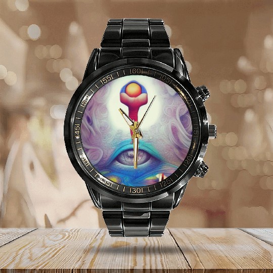 Psychedelic imagination Who am I, where am I? Calendar Steel Band Watch