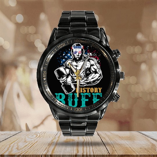 History Buff Independence Day Lincoln Patriot USA Calendar Steel Band Watch