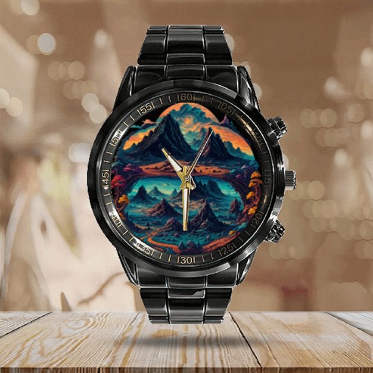 Psychedelic mystical illustration Calendar Steel Band Watch