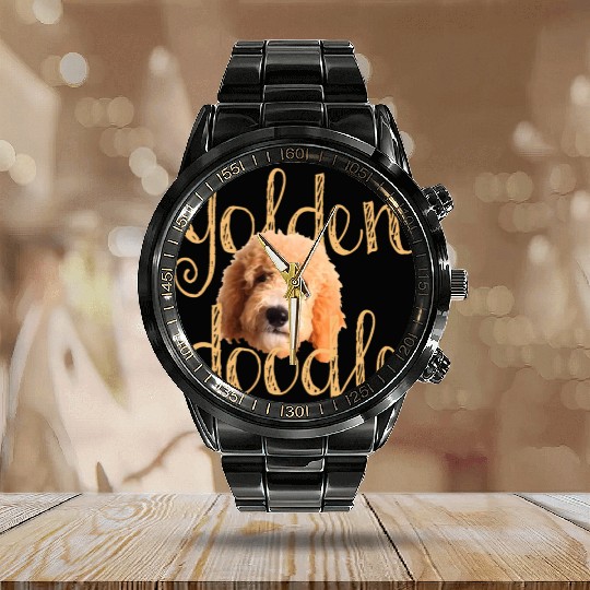 Goldendoodle Calendar Steel Band Watch