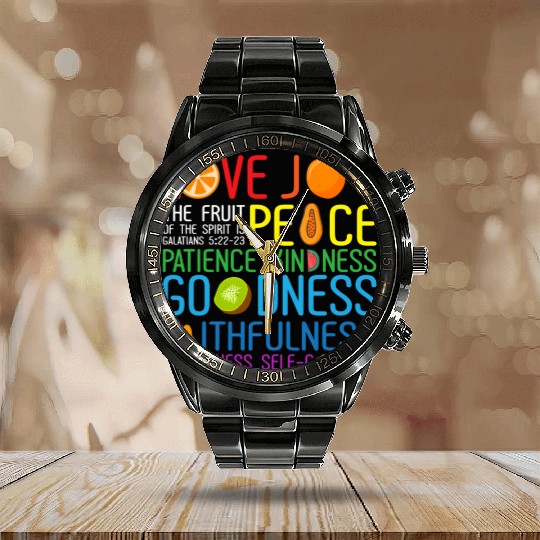 Love Joy The Fruit Of The Spirit Is Peace Patience Calendar Steel Band Watch