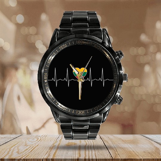 Lithuania Flag Heartbeat It Is In My Dna Lithuania Calendar Steel Band Watch