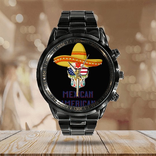 Mexican American American Flag Sunglasses Sugar Calendar Steel Band Watch