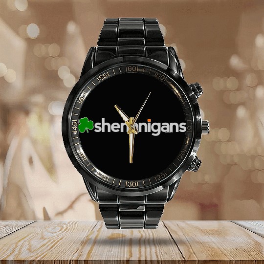 St Patricks Day For Shenanigans Paddy Calendar Steel Band Watch