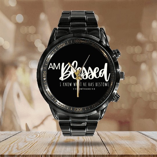 I Am Blessed Calendar Steel Band Watch
