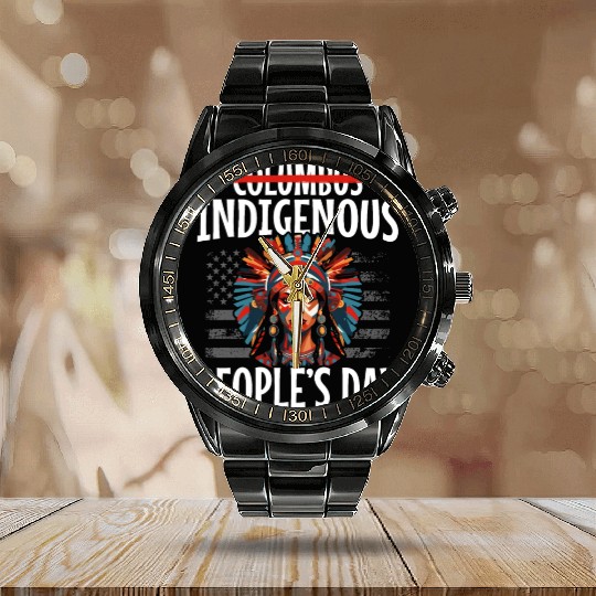 Aboriginal Indians Indigenous Native American Day Calendar Steel Band Watch