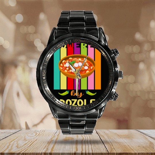 Cinco De Mayo Mexican Dish Lover Calendar Steel Band Watch