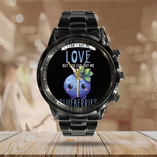 Blueberries Kawaii Calendar Steel Band Watch