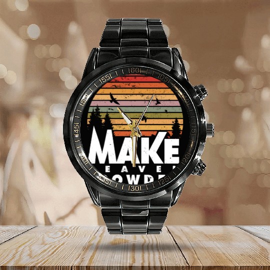 Make Heaven Crowded Religious Christian Quote Calendar Steel Band Watch