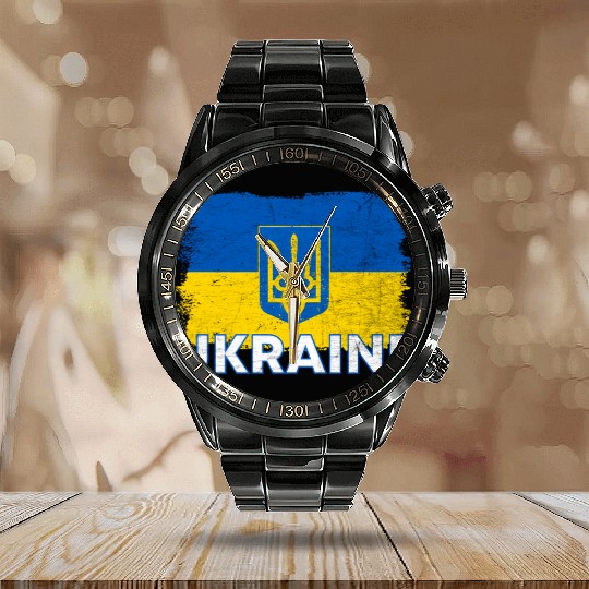 Ukrainian Flag Ukraine Flag Ukraine Calendar Steel Band Watch