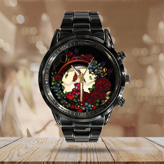 Princess in the rose garden in an Art Nouveau look Calendar Steel Band Watch