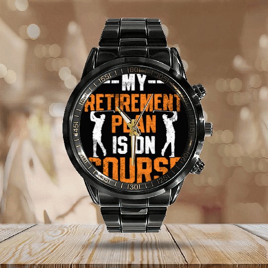 Golfing Golfer Retirement tumblr Calendar Steel Band Watch