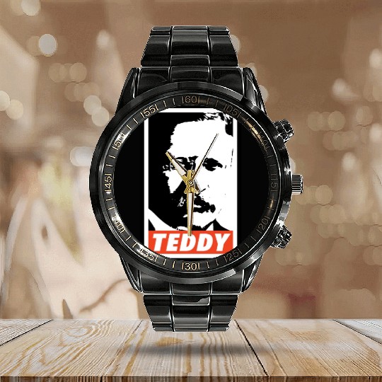 Teddy Roosevelt Calendar Steel Band Watch