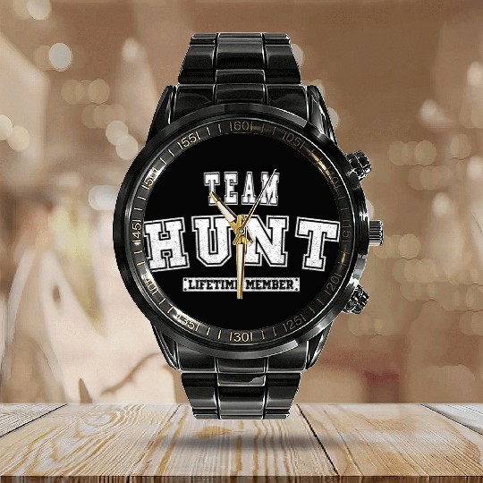 Team Hunt Lifetime Member Family Last Name Calendar Steel Band Watch