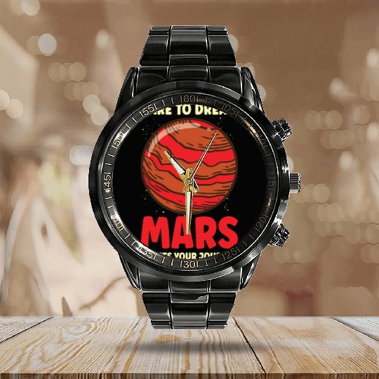 Mars Explore Astronaut Astronomy Solar System Calendar Steel Band Watch