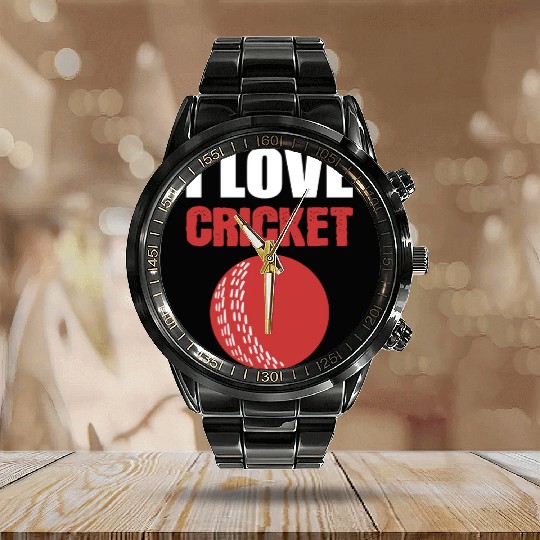 I Love Cricket Sport Coach Gift Calendar Steel Band Watch