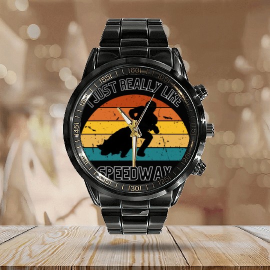 I JUST REALLY LIKE SPEEDWAY Calendar Steel Band Watch