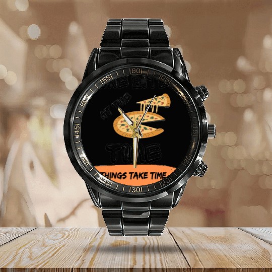 One bite at the time. Calendar Steel Band Watch