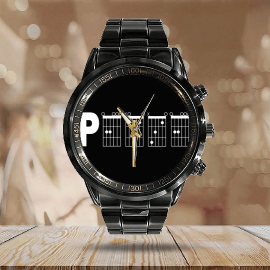 Guitarist For Musician Rock Instrument Peace Calendar Steel Band Watch