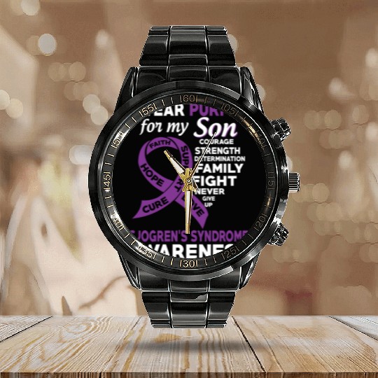 I Wear Purple For My Son Sjogren s Syndrome Calendar Steel Band Watch