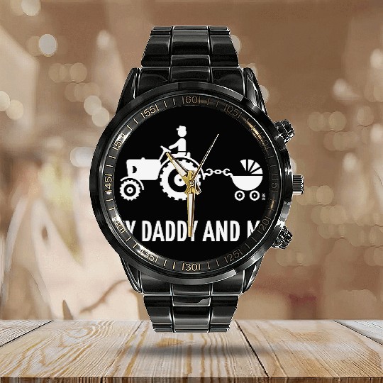 My Daddy And Me (Tractor & Stroller / Buggy / W) Calendar Steel Band Watch
