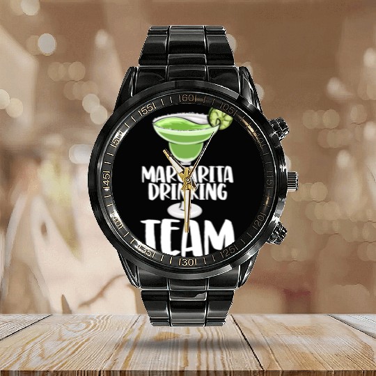 Margarita Drinking Team Calendar Steel Band Watch