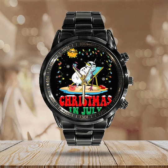 christmas in July snowball Xmas Summer Calendar Steel Band Watch