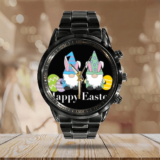 Gappy Easter Garden Gnomes Calendar Steel Band Watch